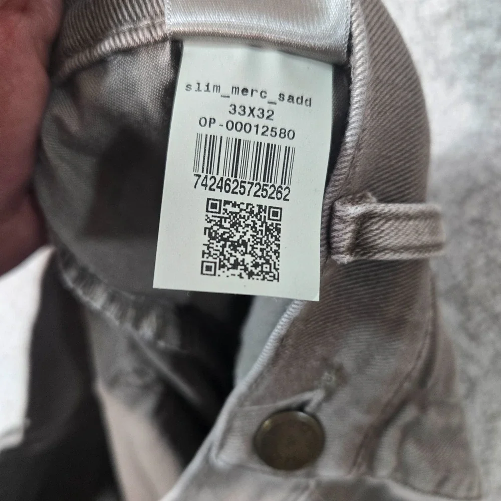 Mott & Bow Jeans Slim Mens 33x32 (fits 34x31.5) Gray Grey